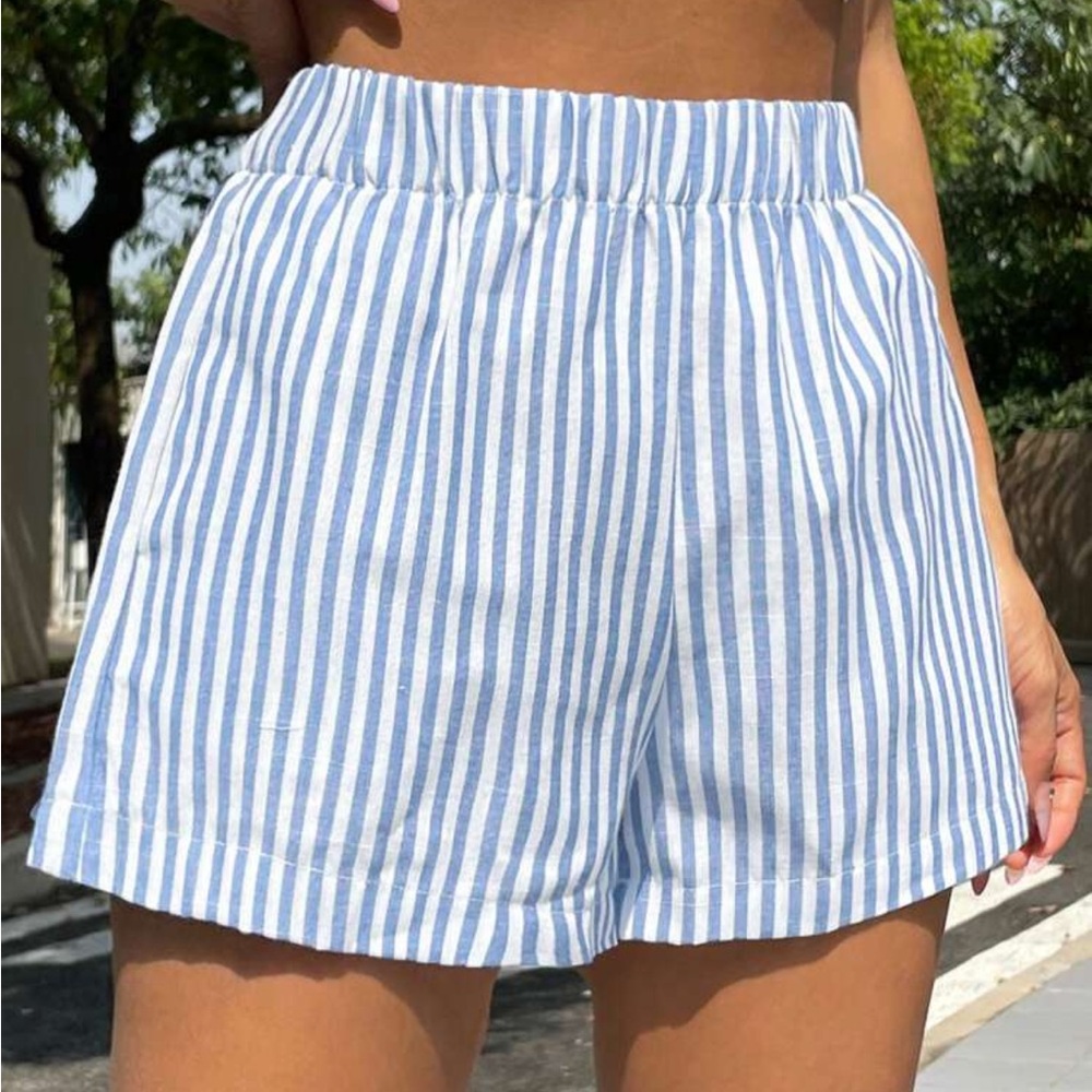 Striped Blue White Shorts Elastic